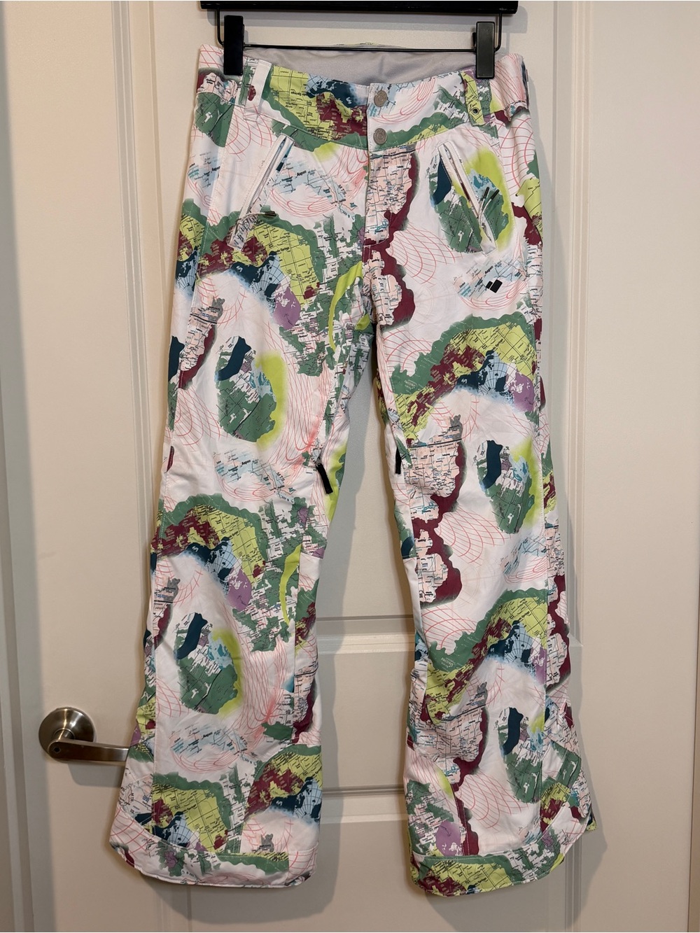 Obermeyer Multi-Color Map Printed Kids Snow Pants Extended Wear in Tact